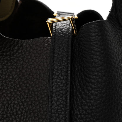Hermes Taurillon Clemence Casaque Picotin Lock 18 PM Black Ebene Trench 8 of 11