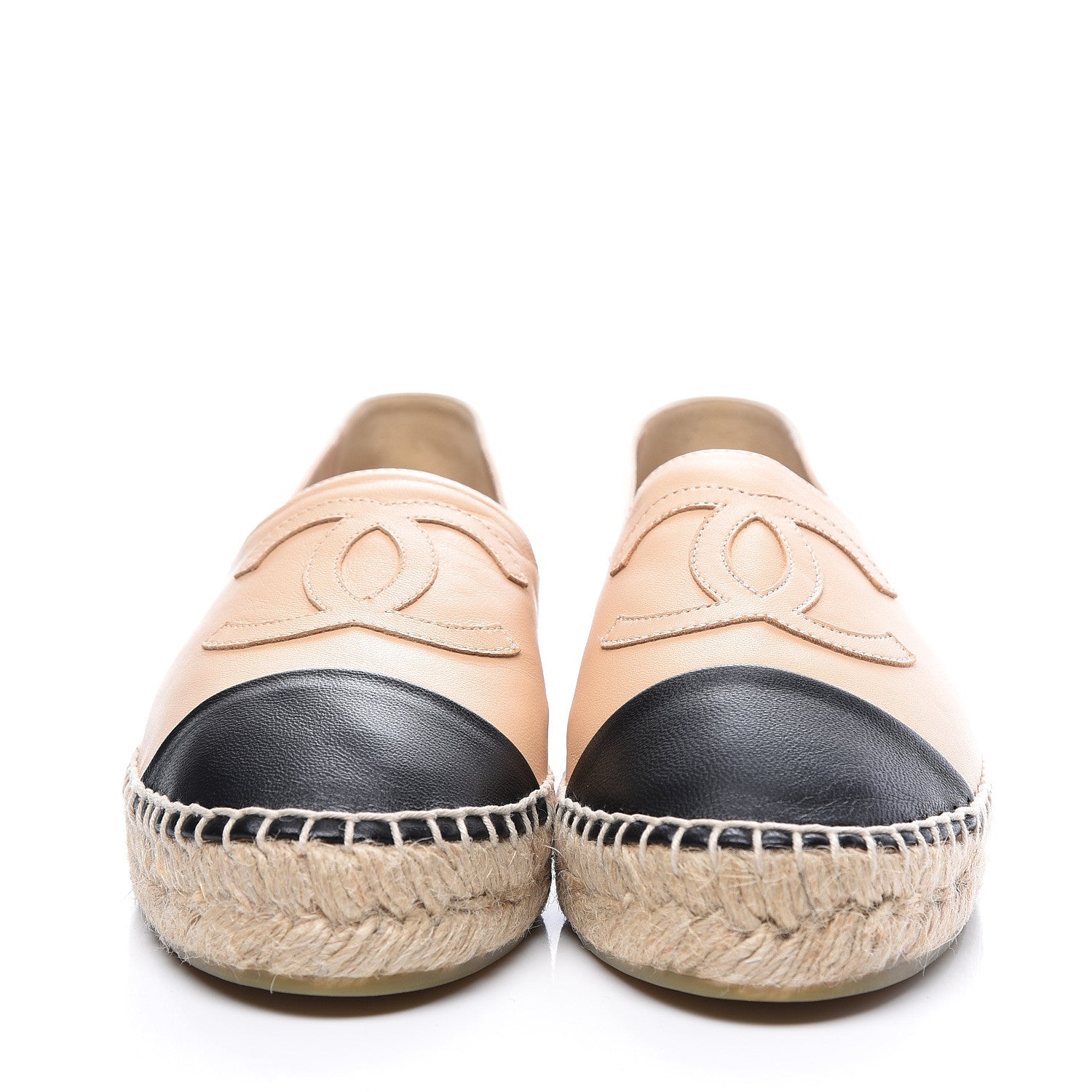 Chanel Lambskin CC Espadrilles 38 Beige Black 2 of 10