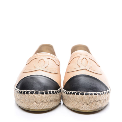 Chanel Lambskin CC Espadrilles 38 Beige Black 2 of 10