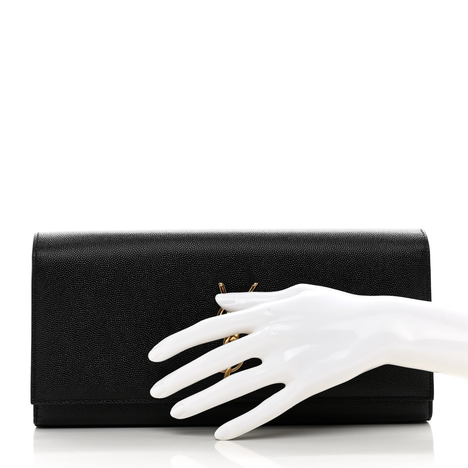 Saint Laurent Grain De Poudre Monogram Cassandre Clutch Black 2 of 10
