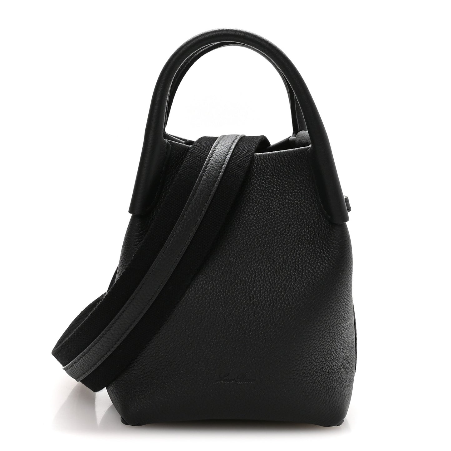 Grained Calfskin Micro Bale Bag Black