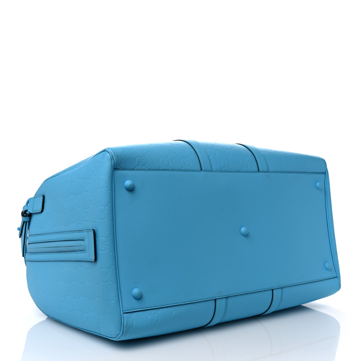 Gucci Rubber Effect GG Embossed Large Duffle Bag Bright Blue 3 of 9