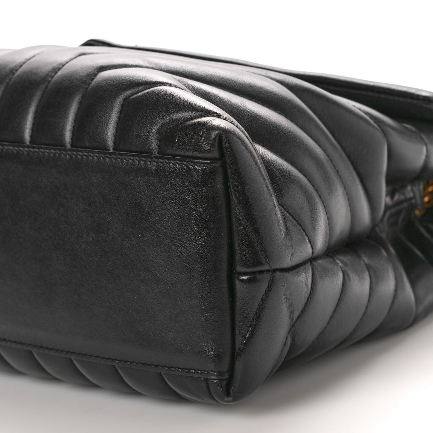 SAINT LAURENT Calfskin Y Quilted Monogram Medium Loulou Chain Satchel Black