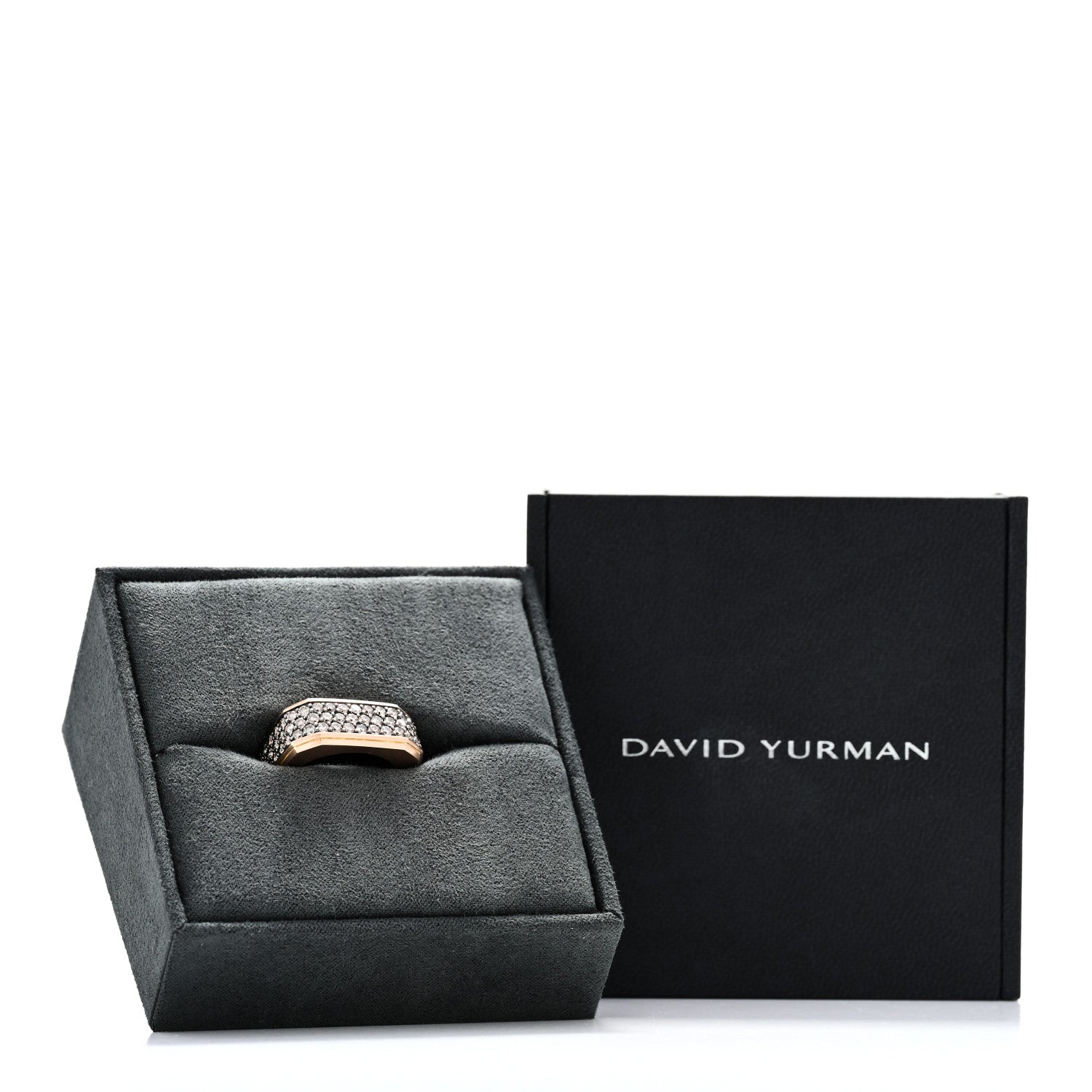 David Yurman 18K Rose Gold Cognac Diamond 10mm Streamline Signet Ring 60 9 5 of 5