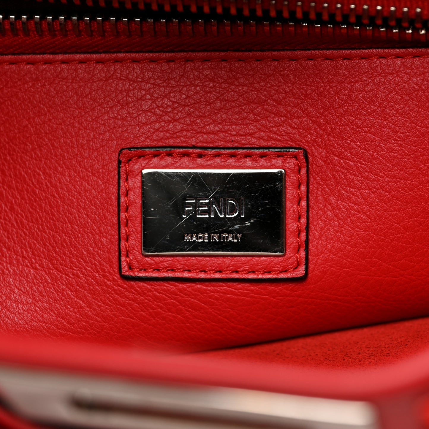 Vitello Seta Studded Medium Peekaboo Iconic Satchel Fiamma