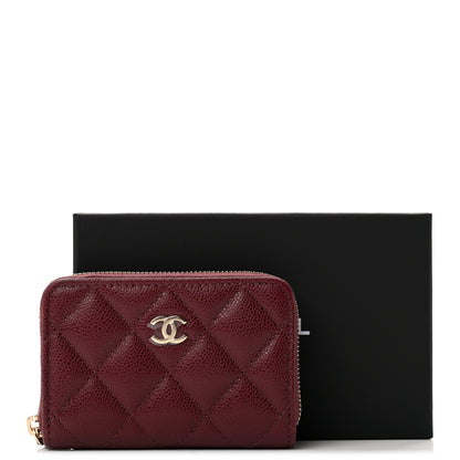 Chanel Caviar Quilted Zip Around Coin Purse Dark Burgundy 8 of 8
