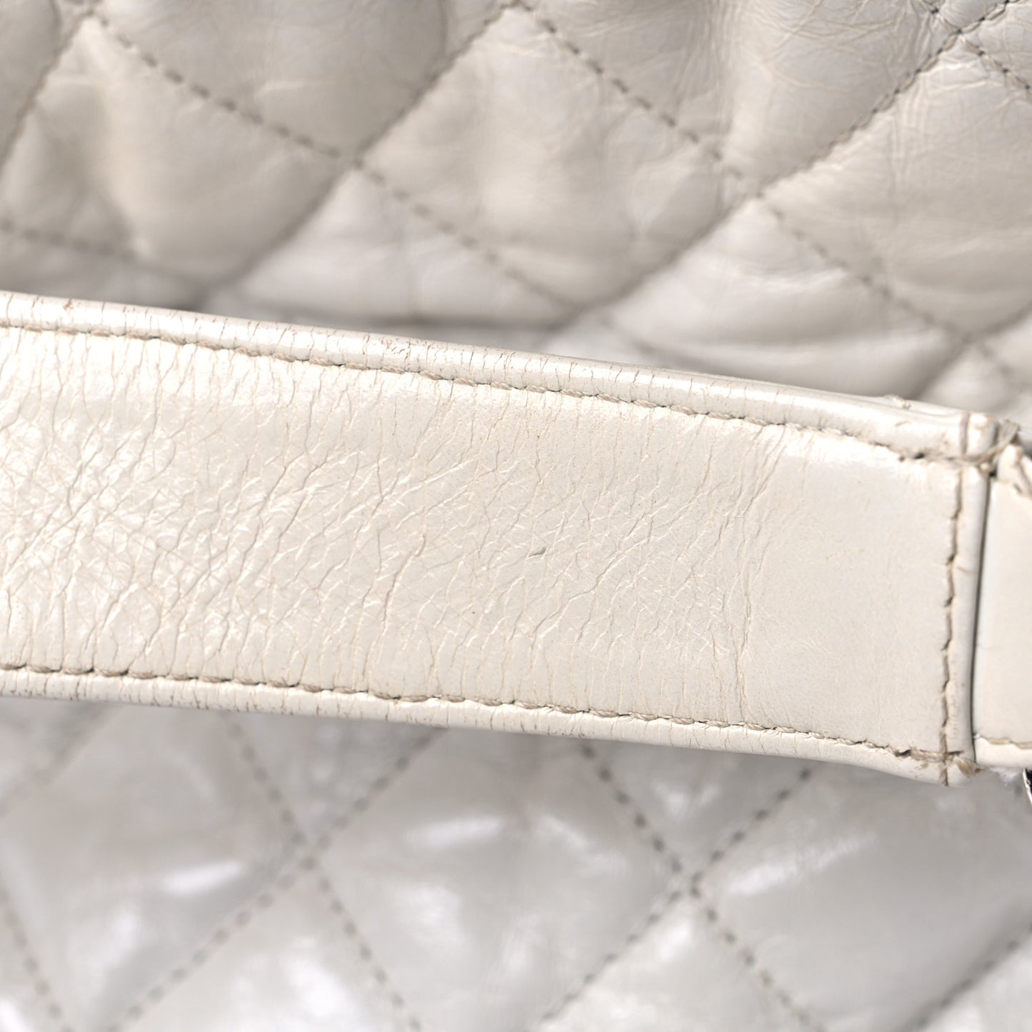 Glazed Calfskin Quilted Large Chain Me Hobo Dark White