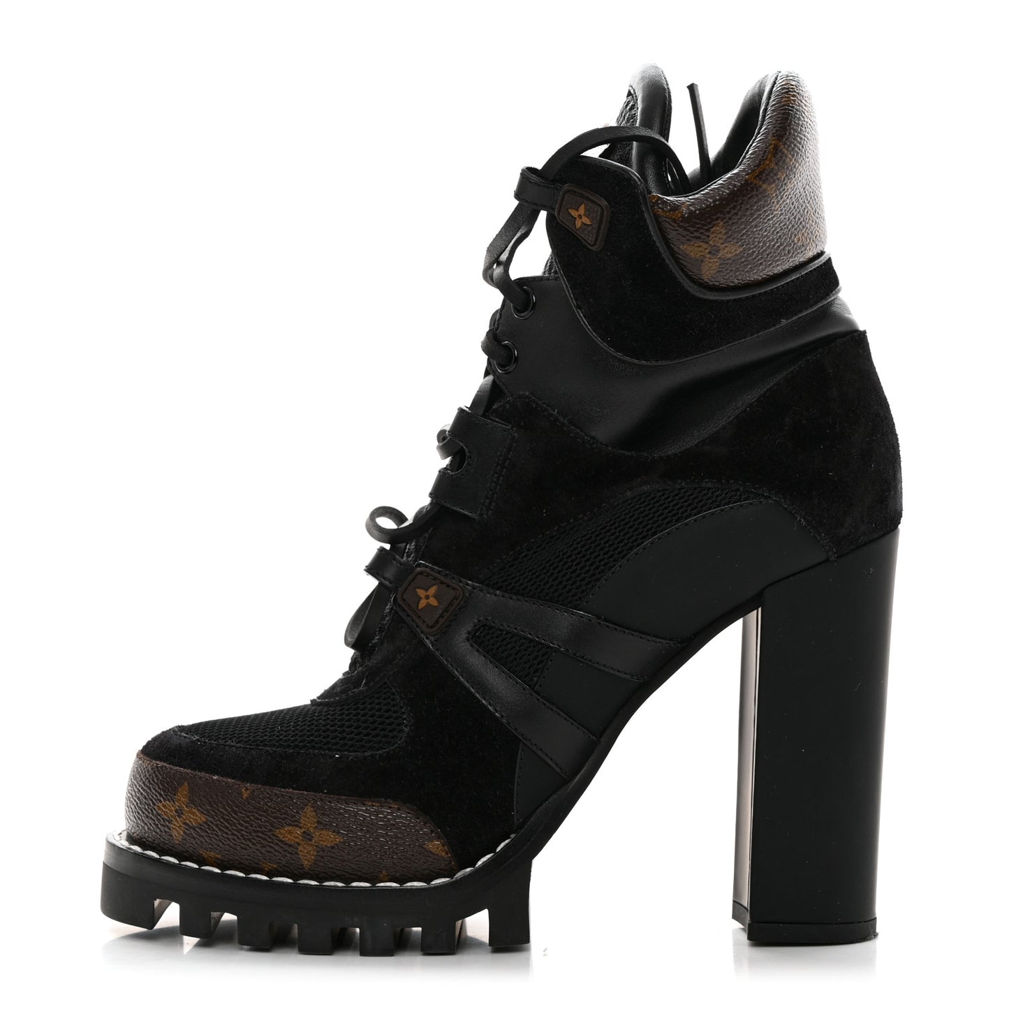 Suede Calfskin Monogram Star Trail Ankle Boots 39.5 Black