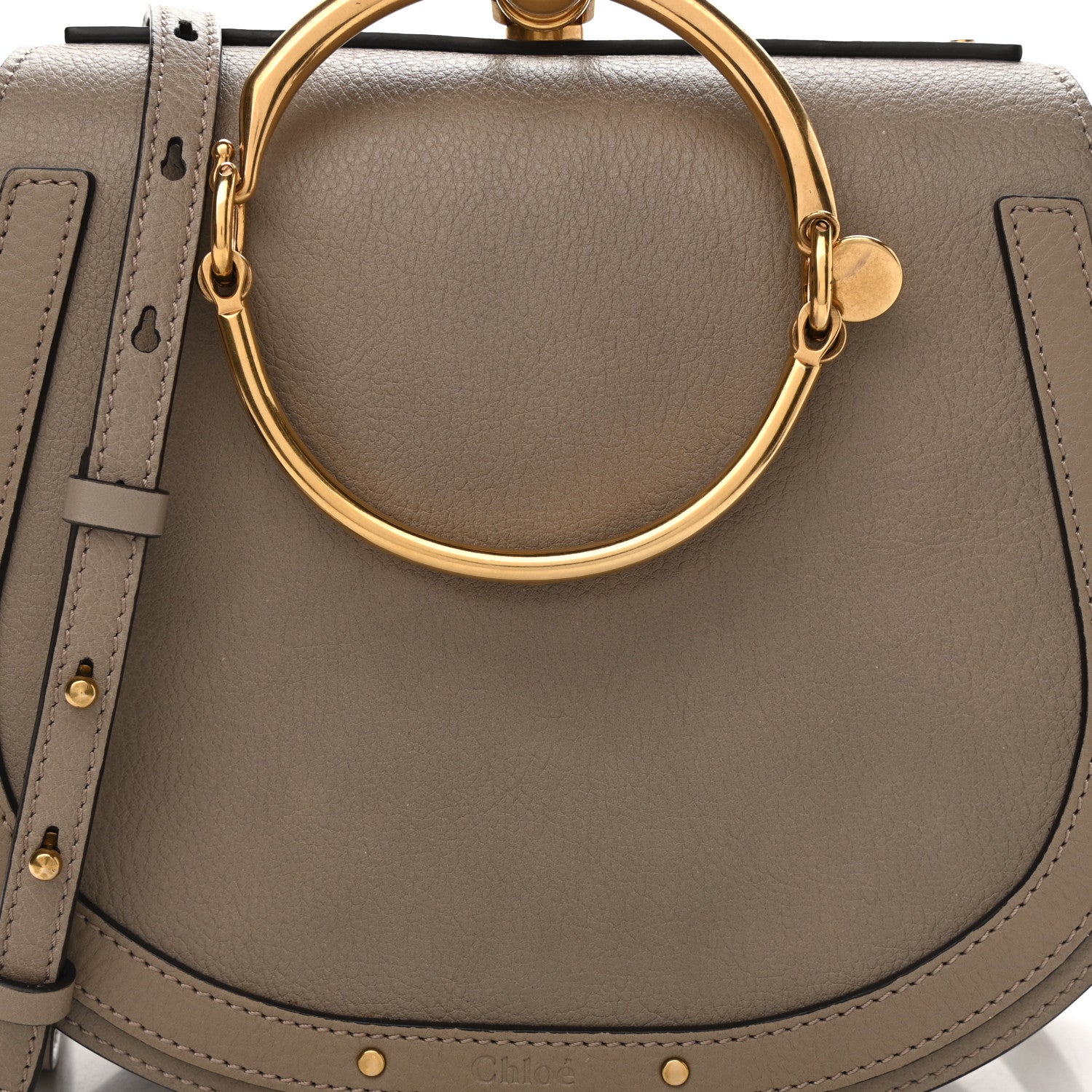 Chloe Calfskin Suede Medium Nile Bracelet Bag Motty Grey 8 of 13
