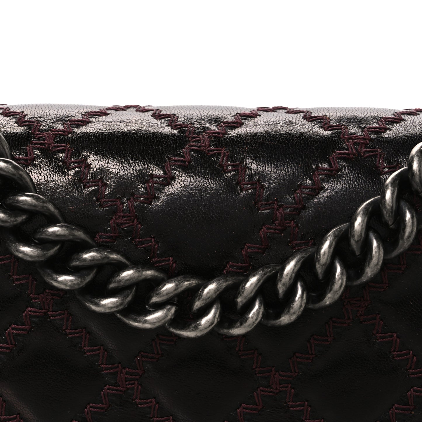 Goatskin Quilted New Medium Boy Handle Flap Burgundy