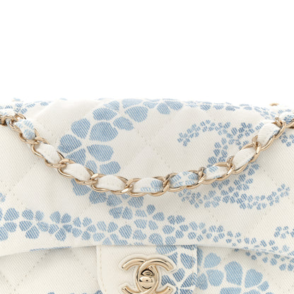 Chanel Printed Denim Quilted Mini Rectangular Flap Light Blue White 8 of 11