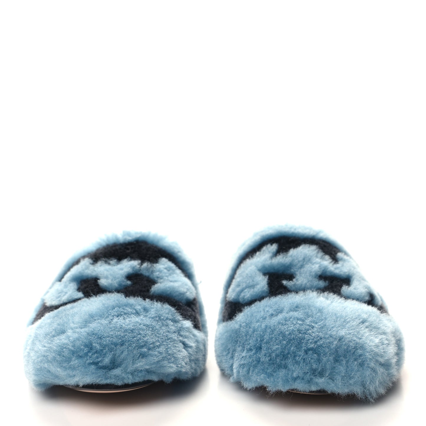 Faux Fur Interlocking G Slippers 36.5 Blue Black