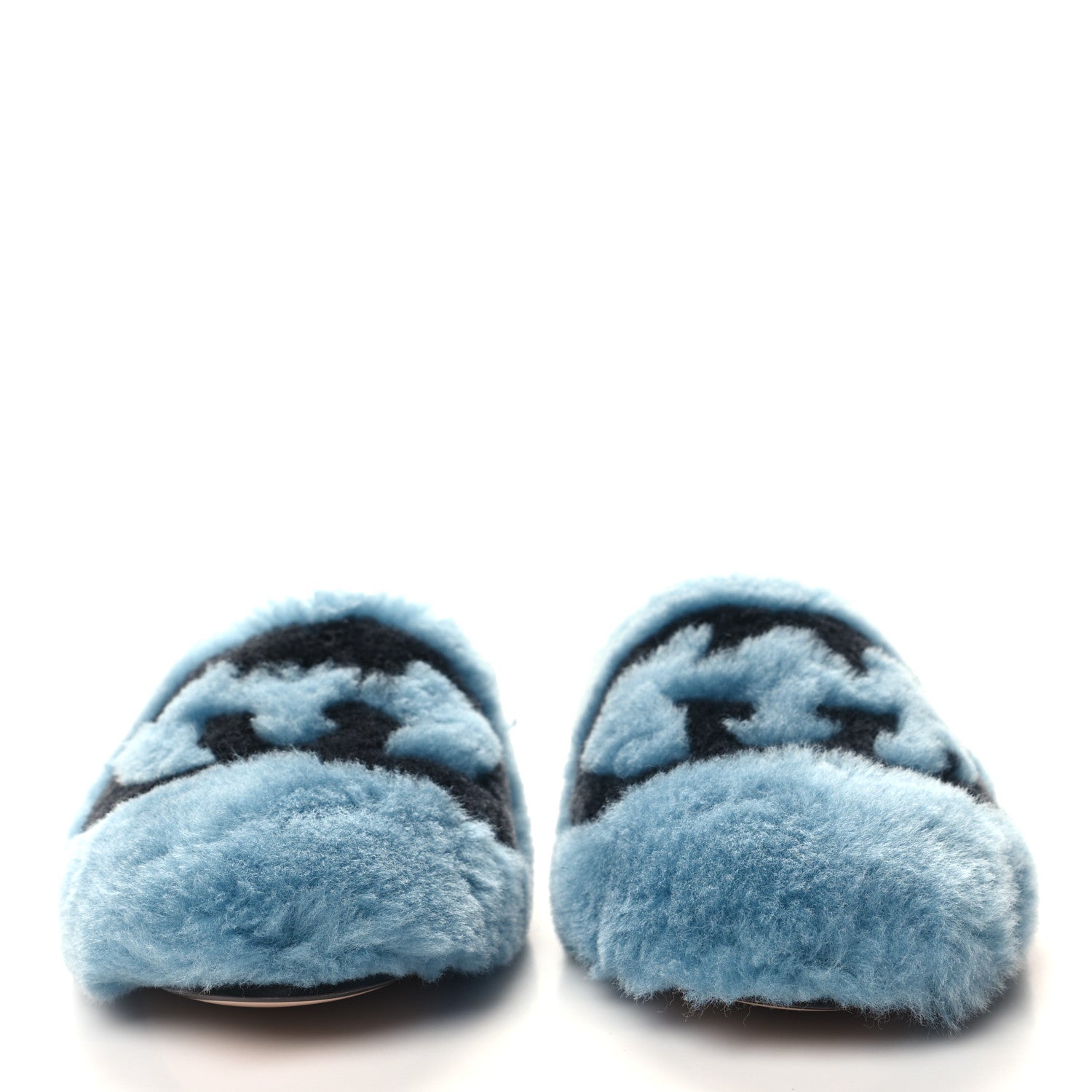 Gucci Faux Fur Interlocking G Slippers 36.5 Blue Black 2 of 9