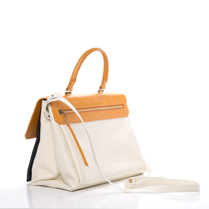 Lanvin Smooth Calfskin Colorblock Top Handle Shoulder Bag Black 3 of 11