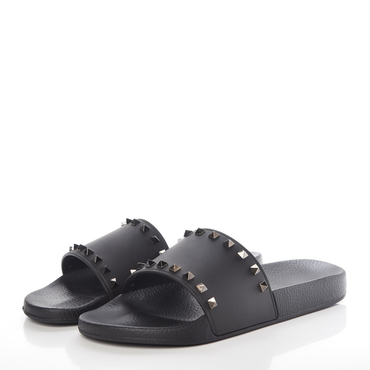 Valentino Garavani Rubber Rockstud Slide Sandals 44 Black 3 of 7