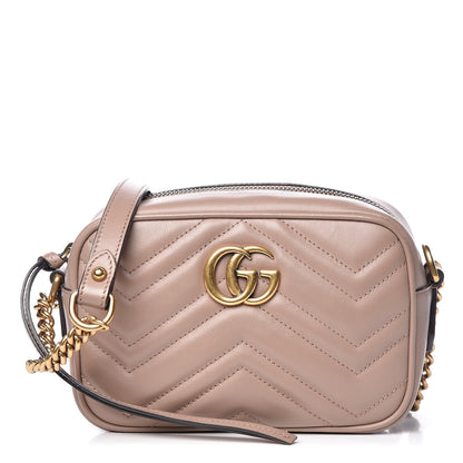 Gucci Calfskin Matelasse Mini GG Marmont Chain Shoulder Bag Porcelain Rose 1 of 10