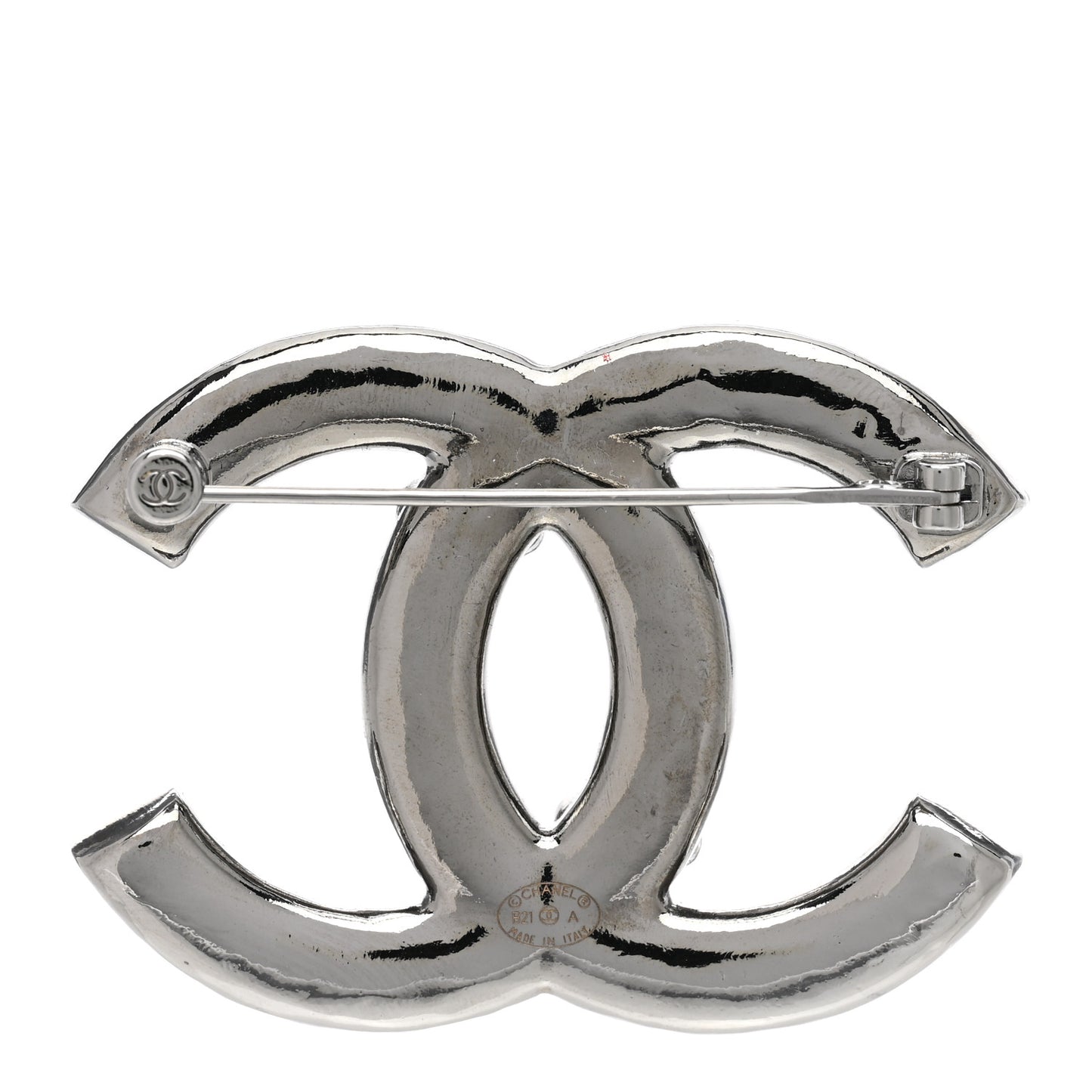 Pearl Crystal CC Brooch Ruthenium