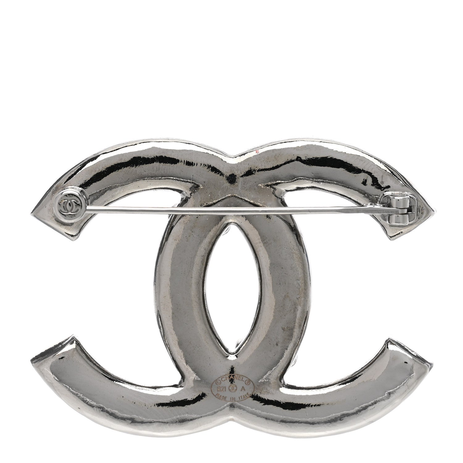 Chanel Pearl Crystal CC Brooch Ruthenium 3 of 5