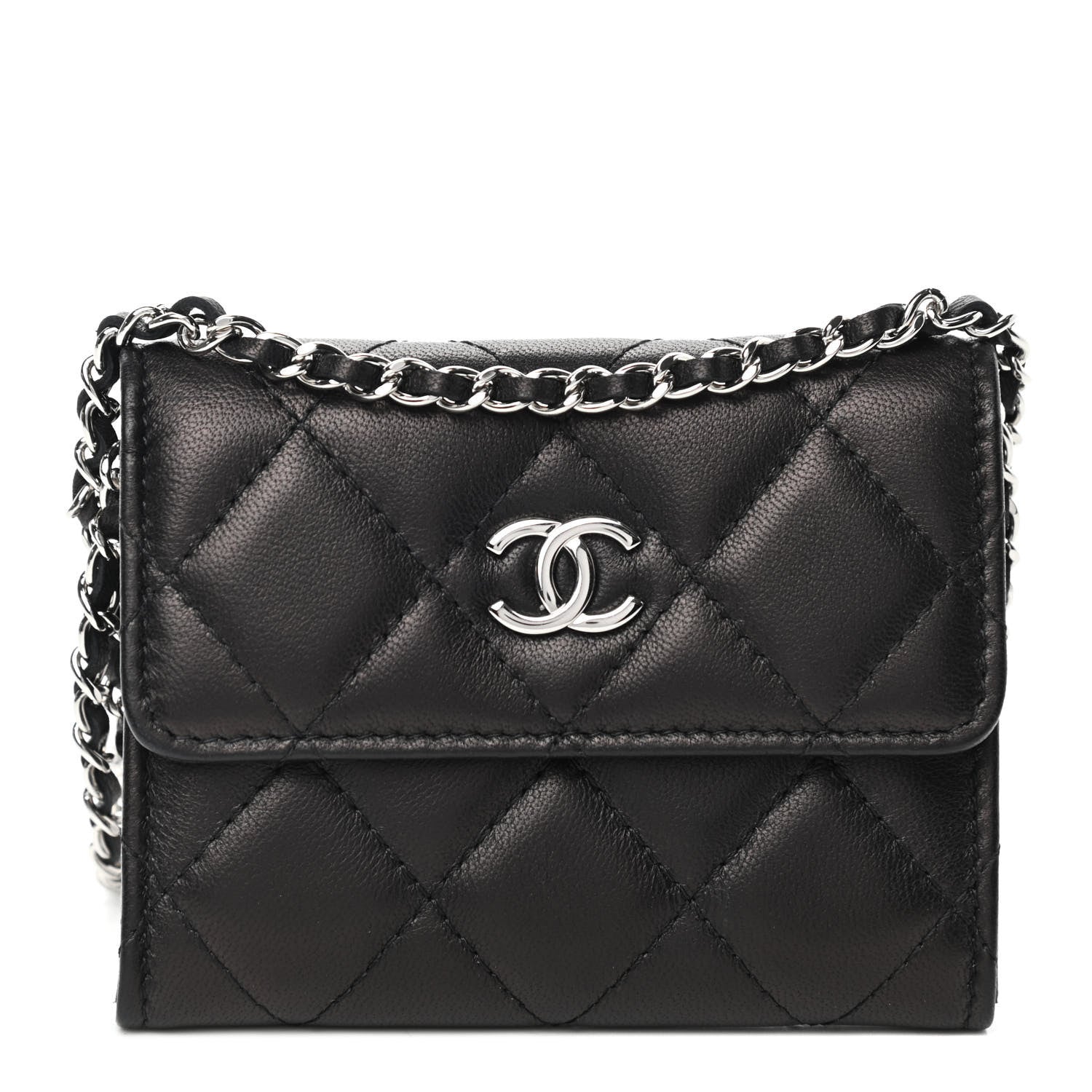 Chanel Lambskin Quilted Clutch With Chain Black 1 of 4