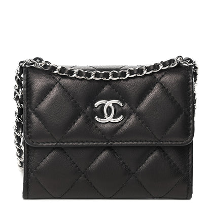 Chanel Lambskin Quilted Clutch With Chain Black 1 of 4
