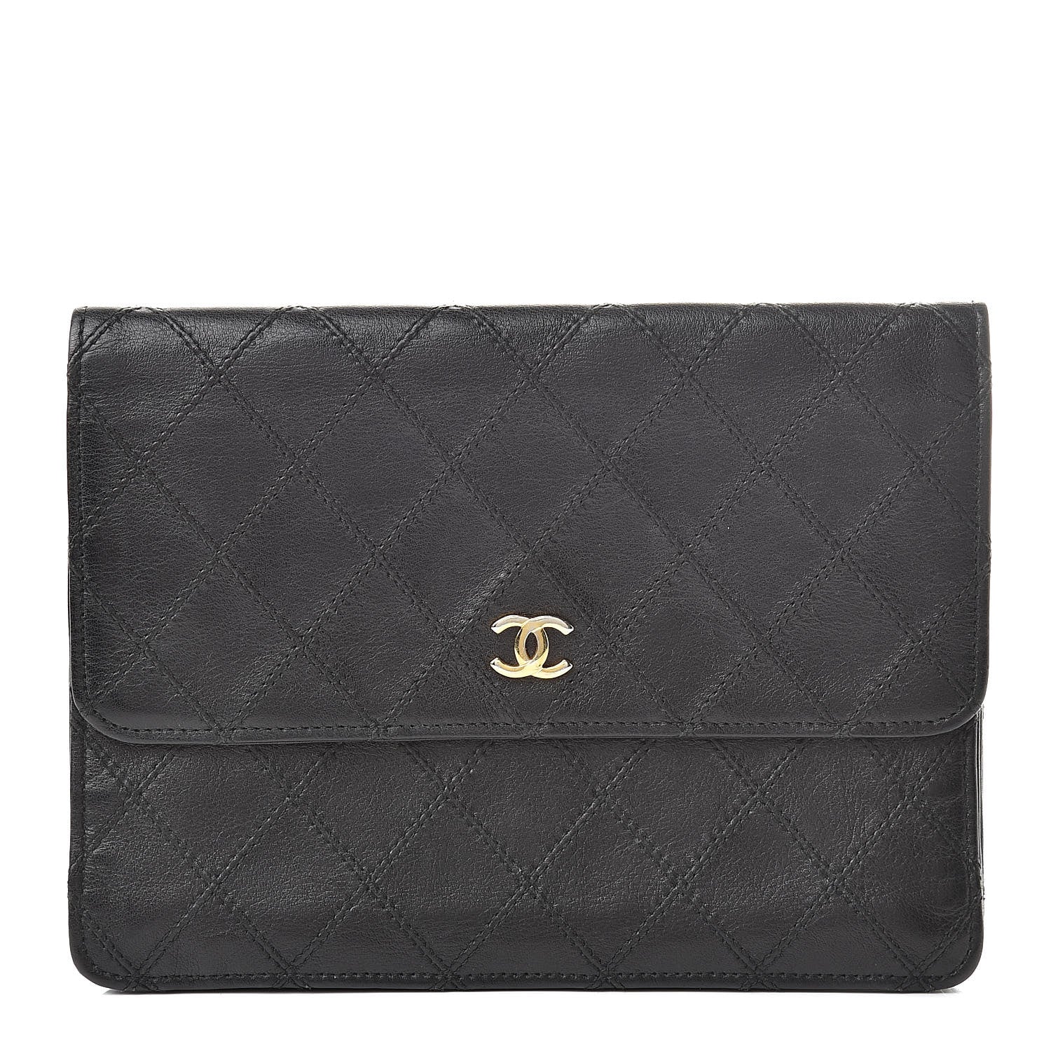 Chanel Lambskin Diamond Stitch Compact Pouch Black 1 of 13