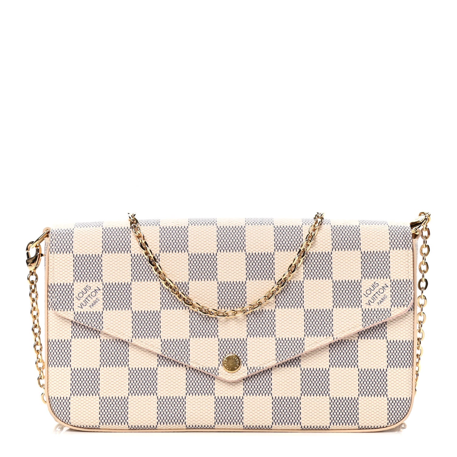 Louis Vuitton Damier Azur Pochette Felicie Chain Wallet Rose Ballerine 1 of 6