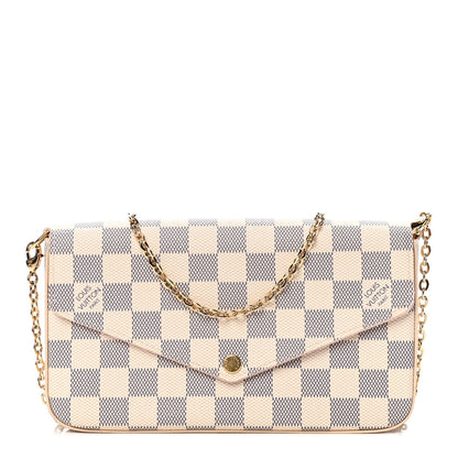 Louis Vuitton Damier Azur Pochette Felicie Chain Wallet Rose Ballerine 1 of 6
