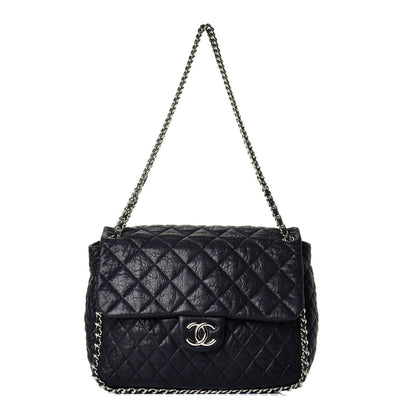Chanel Washed Lambskin Quilted Maxi Chain Around Flap Black 1 of 9