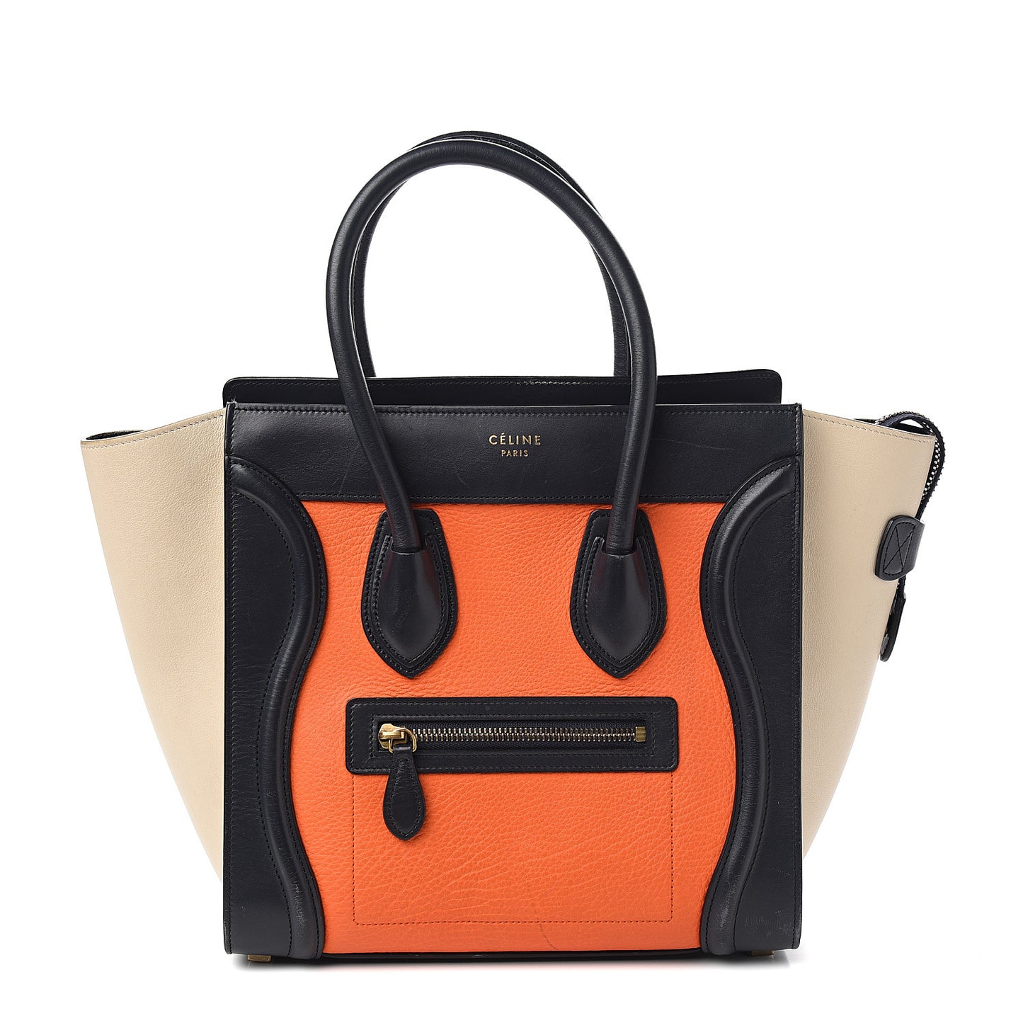 Smooth Calfskin Micro Tri-Color Luggage Bright Orange