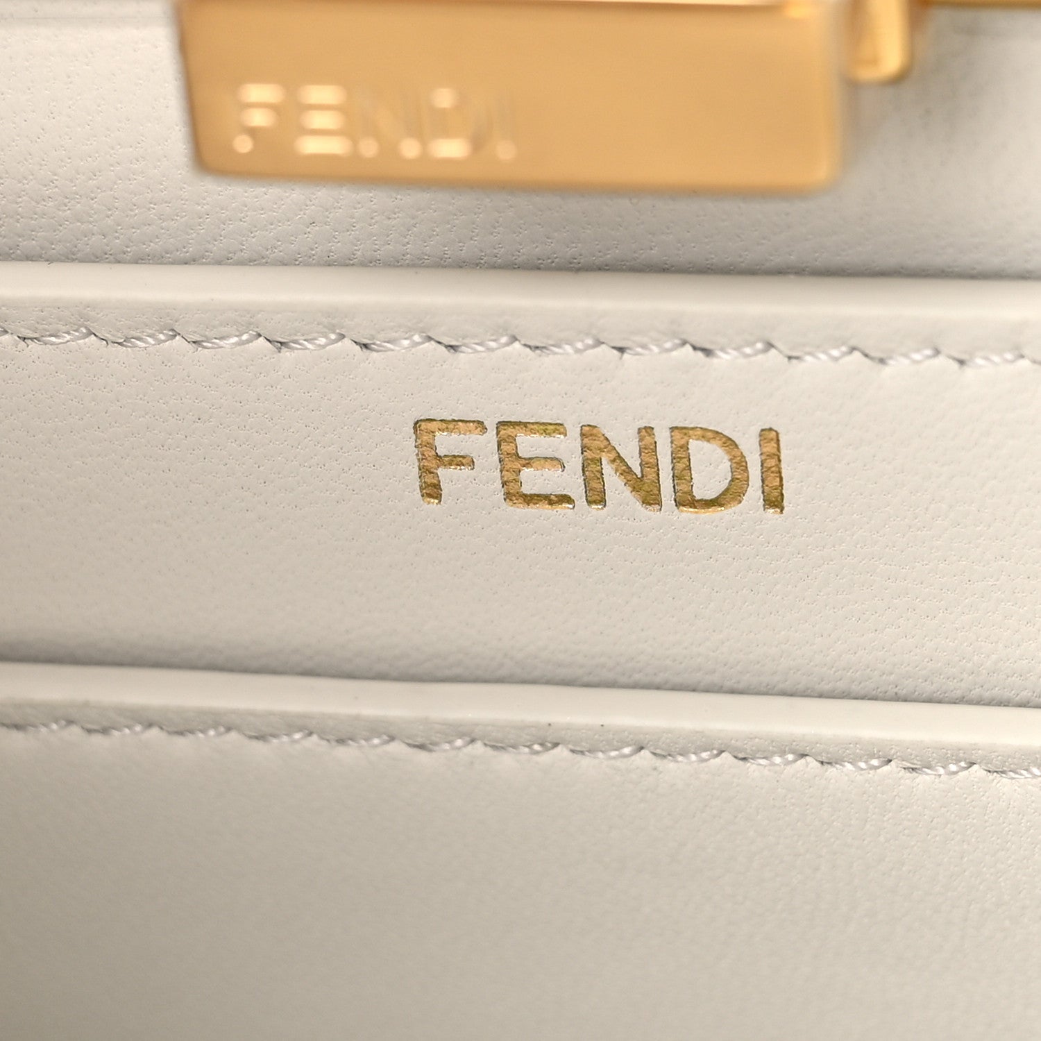 Fendi Vitello Seta Shiny Nappa Small Peekaboo I SEE U Satchel Real Tiffany White 7 of 9