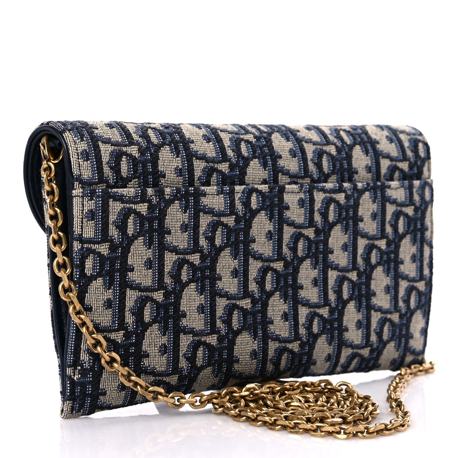 Christian Dior Oblique Saddle Chain Long Wallet Blue 4 of 11