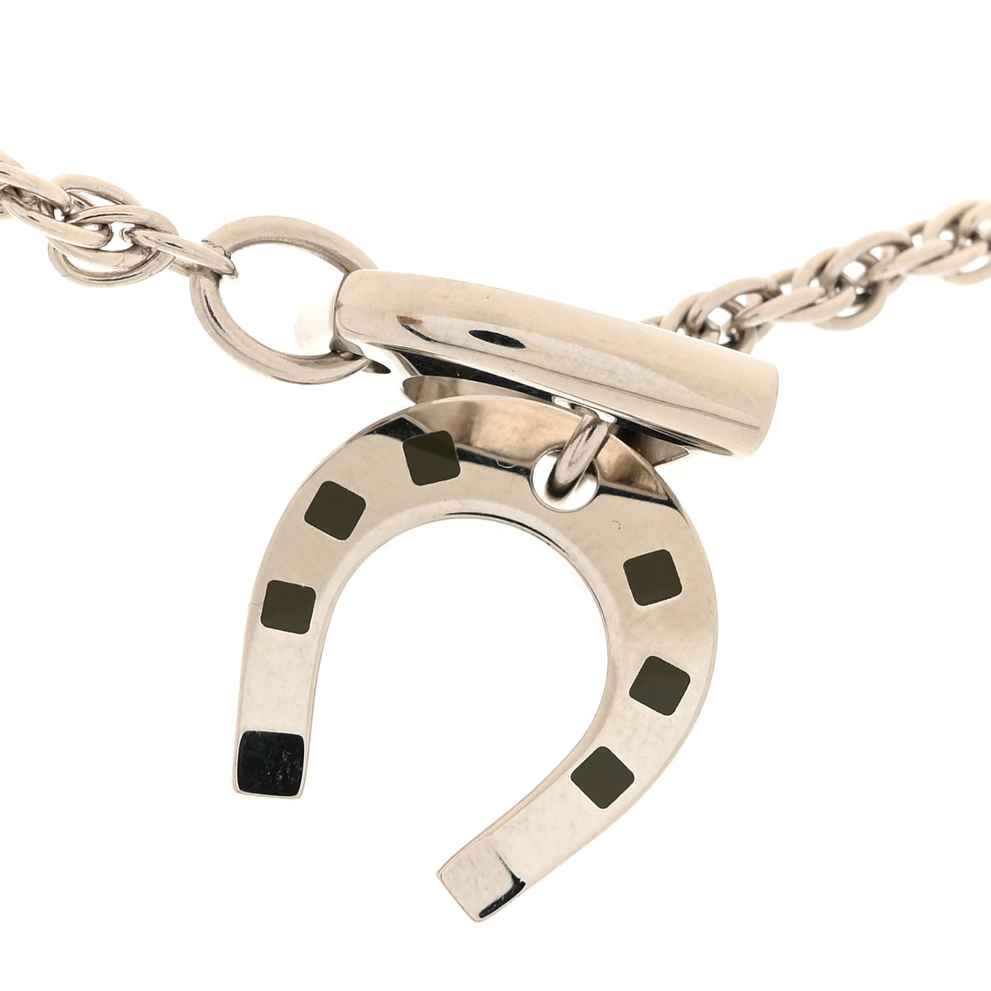 Palladium Buffalo Horn Lacquered Bon Voyage Necklace Black Dore