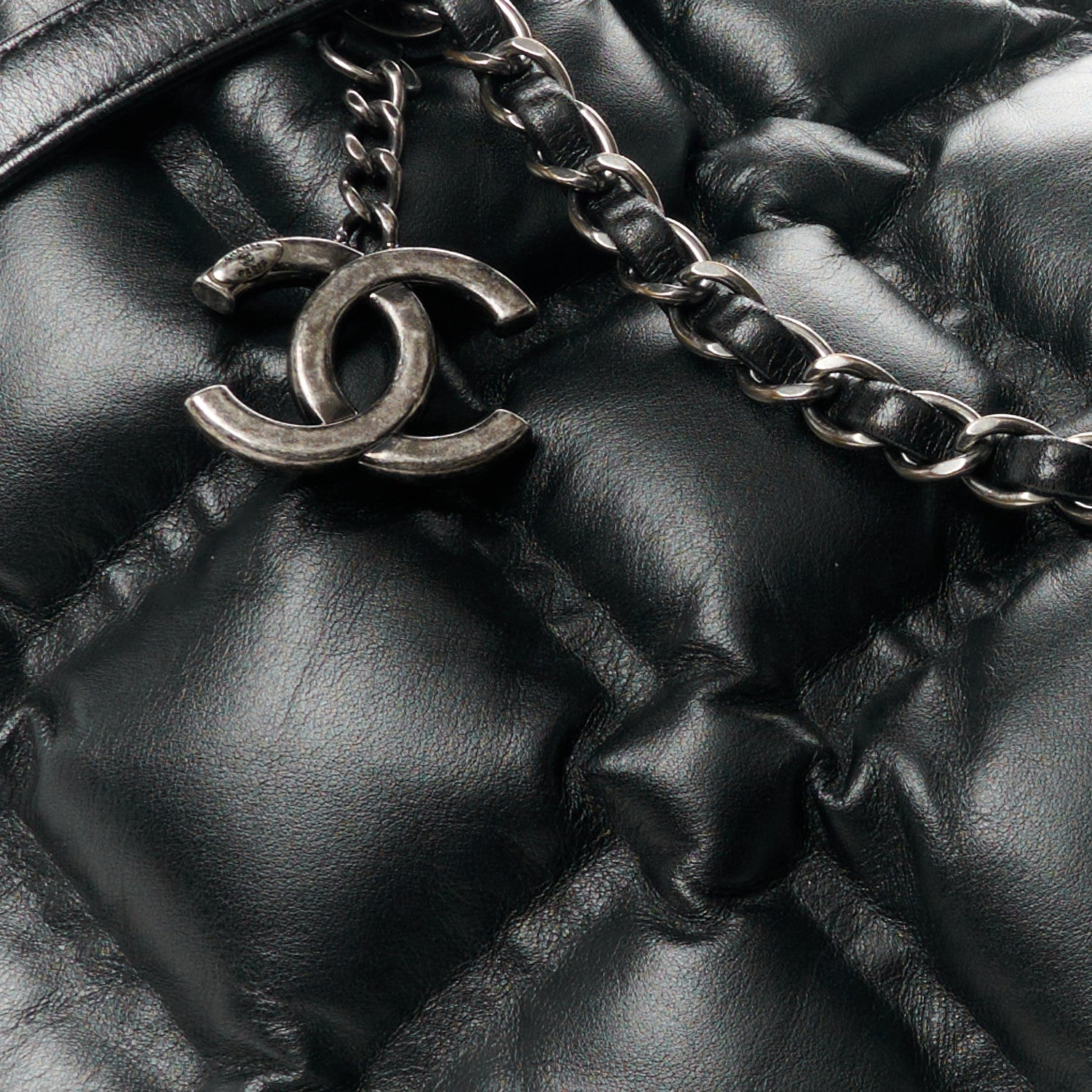 Chanel Calfskin Quilted Chesterfield Shoulder Bag Black 8 of 10