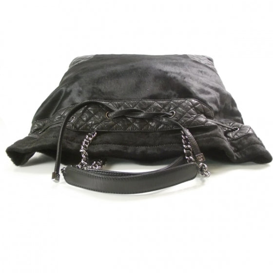Chanel Pony Hair Quilted Drawstring Tote Black 5 of 10