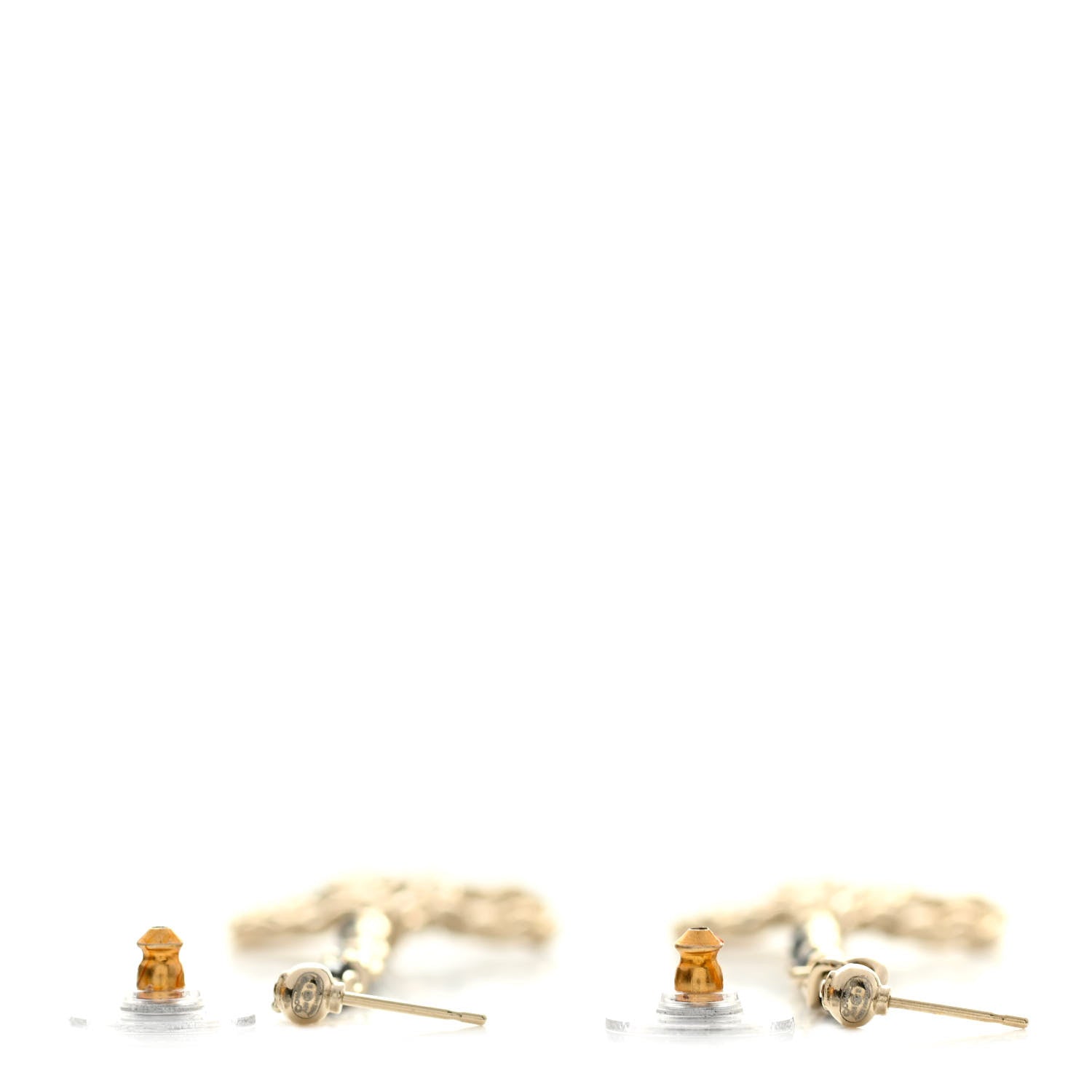 Chanel Lambskin Enamel Metal Chain French New Wave CC Drop Earrings Black Gold 3 of 4