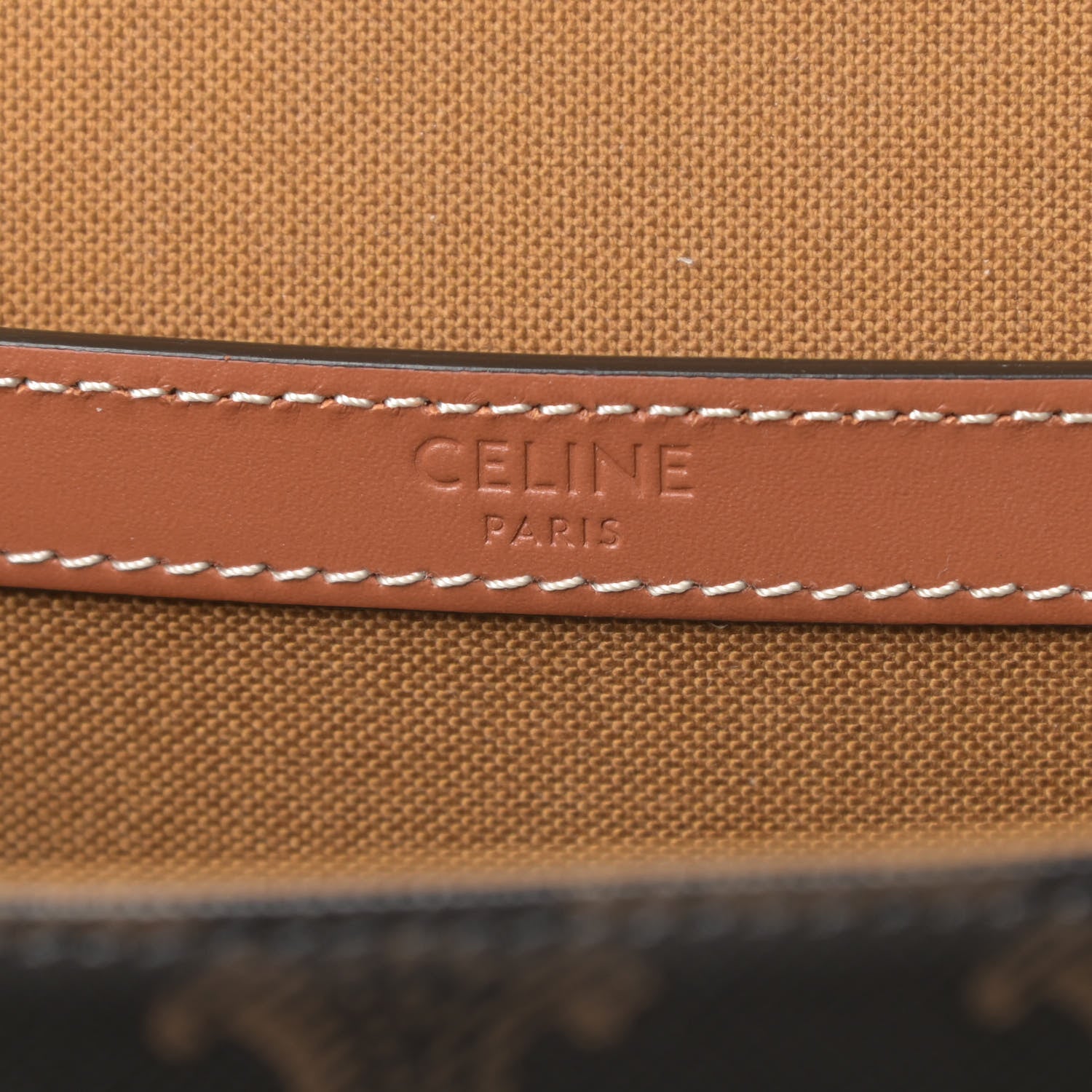 Celine Triomphe Canvas Medium Folco Bag Tan 6 of 11