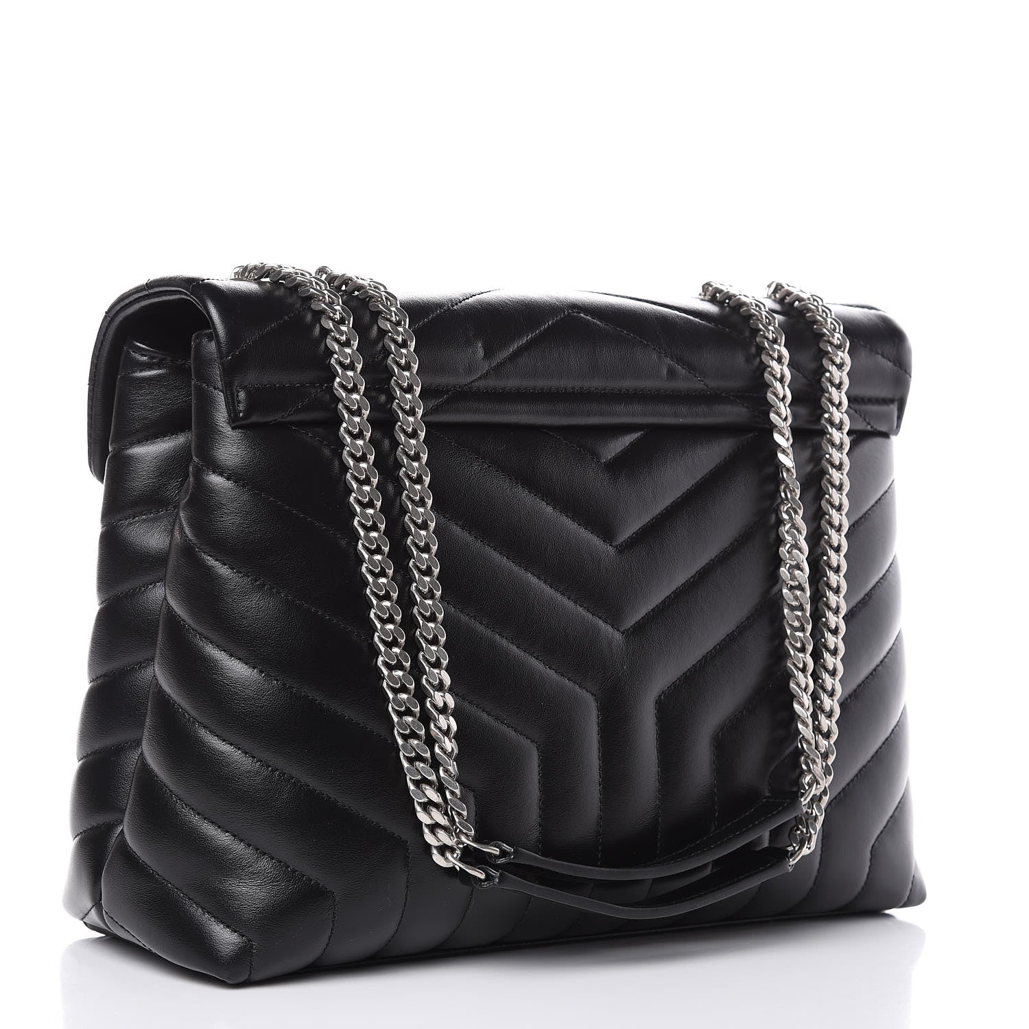 Saint Laurent Calfskin Y Quilted Monogram Medium Loulou Chain Satchel Black 3 of 12