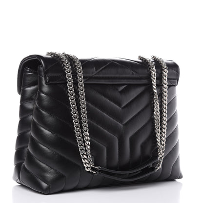 Saint Laurent Calfskin Y Quilted Monogram Medium Loulou Chain Satchel Black 3 of 12