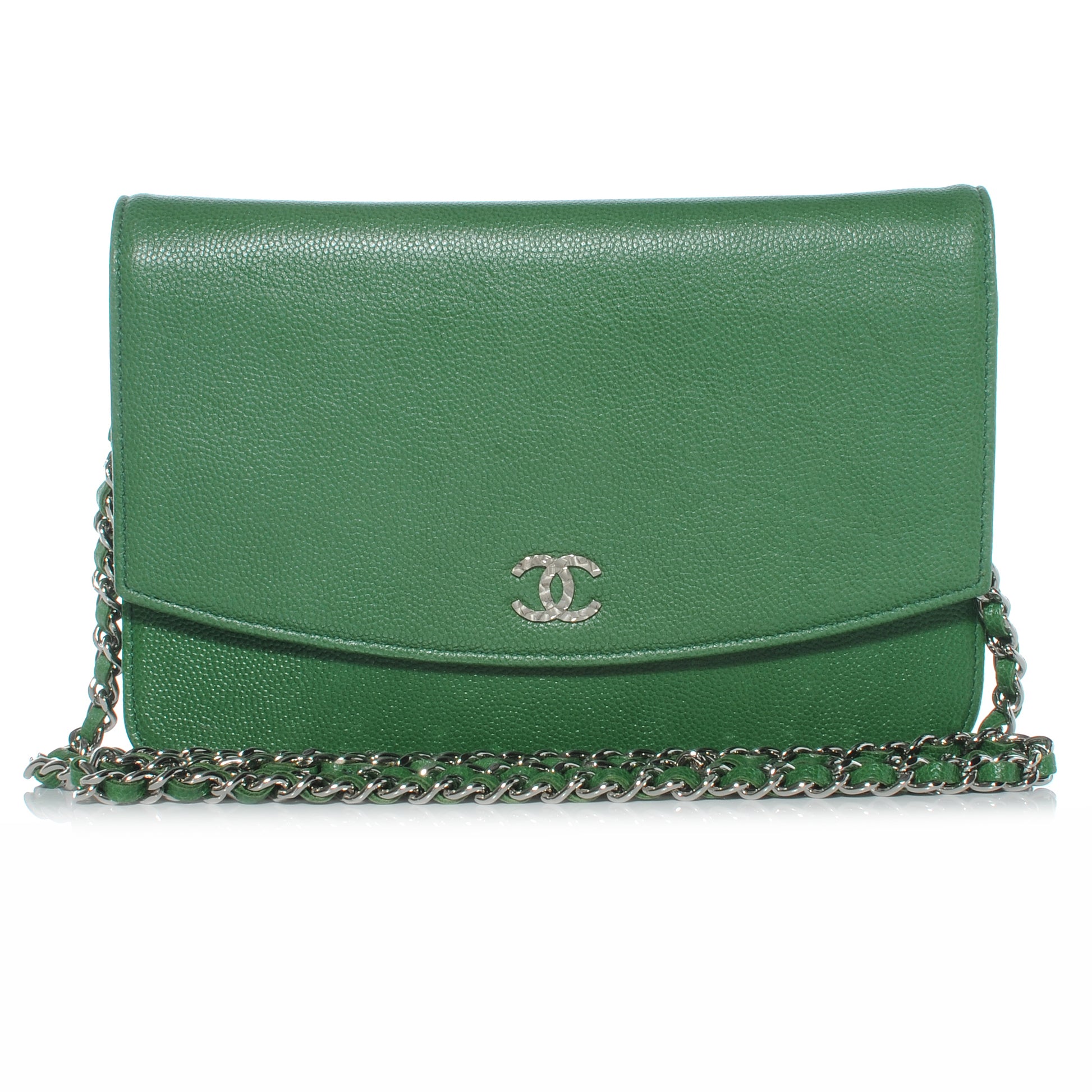Chanel Caviar Wallet On Chain WOC Green 1 of 8