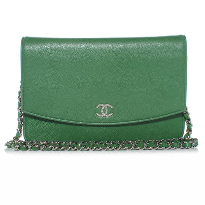 Chanel Caviar Wallet On Chain WOC Green 1 of 8