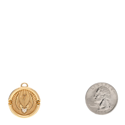 Foundrae 18K Yellow White Gold Diamond Large Beloved with Wings We Fly Oval Pushgate Medallion 2 of 3