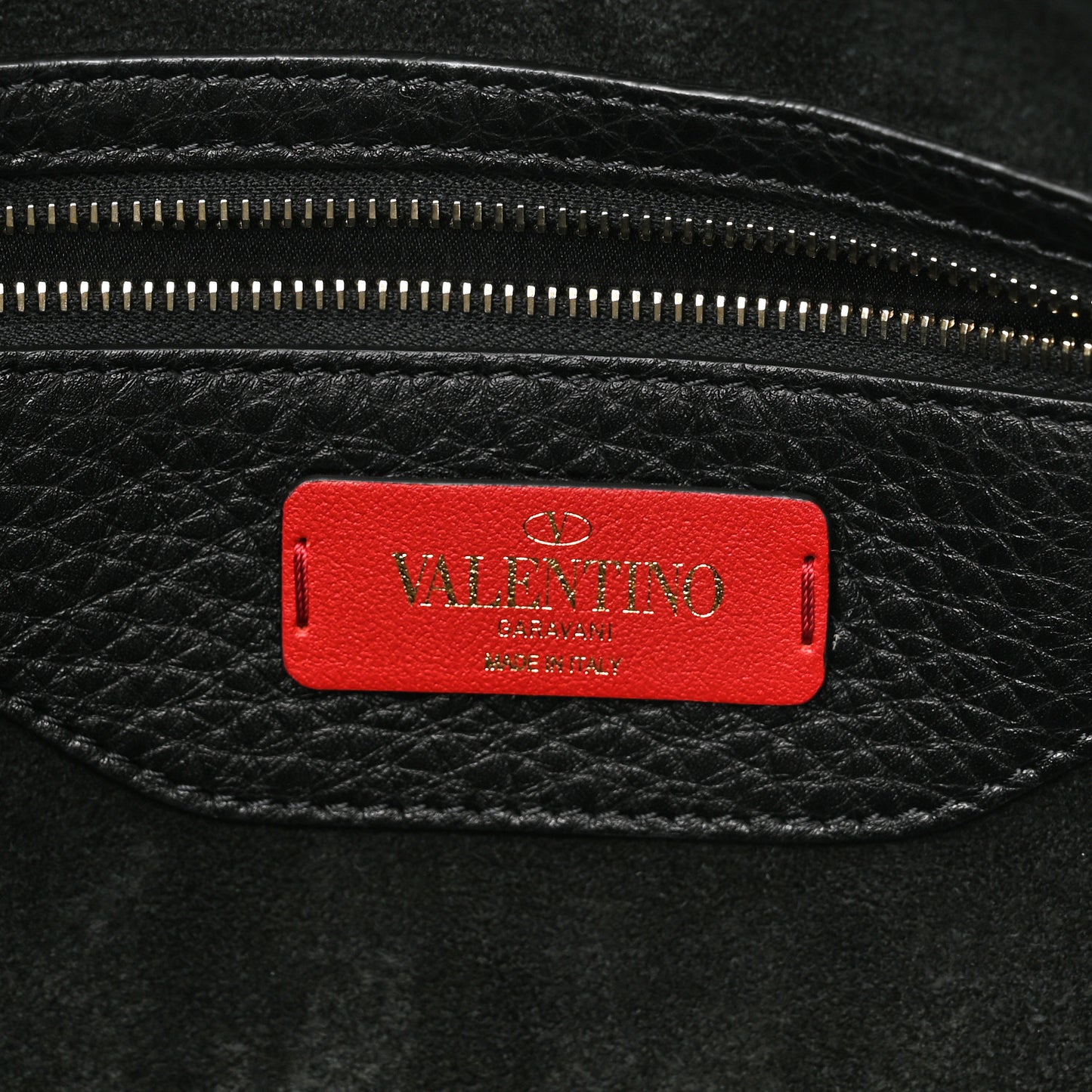 Grained Calfskin Rockstud Shoulder Tote Black