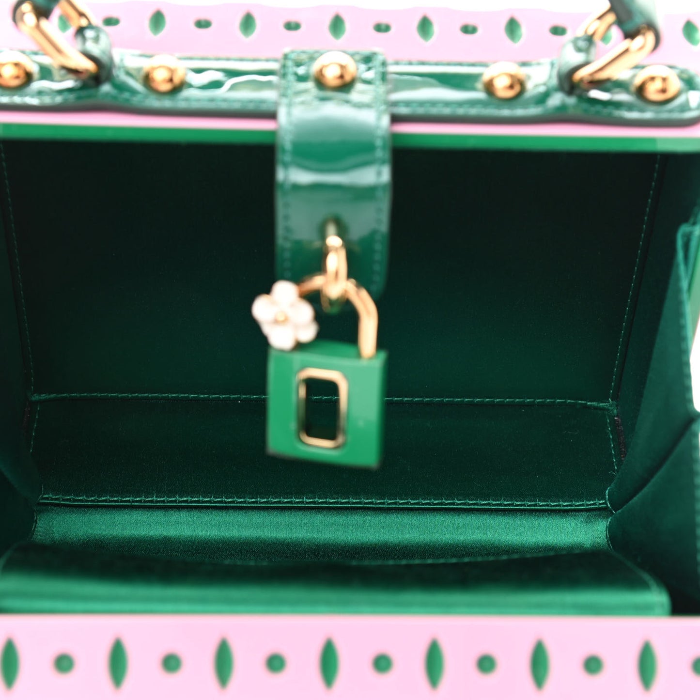 Plexiglass Crystal Embellished Lily Box Bag Pink Green