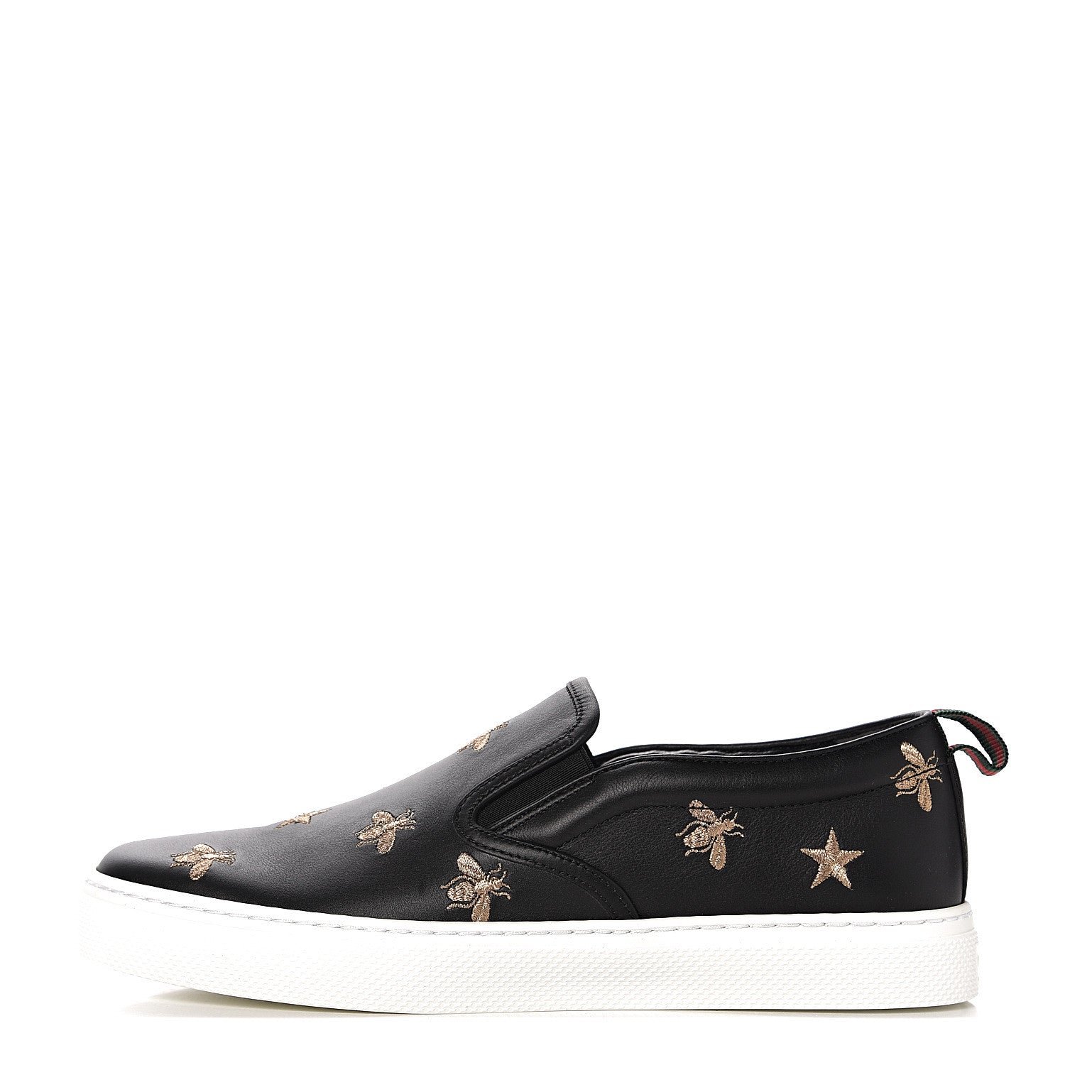 Gucci Calfskin Miro Soft Bee Star Embroidered Mens Dublin Slip On Sneakers 6.5 Black 1 of 11