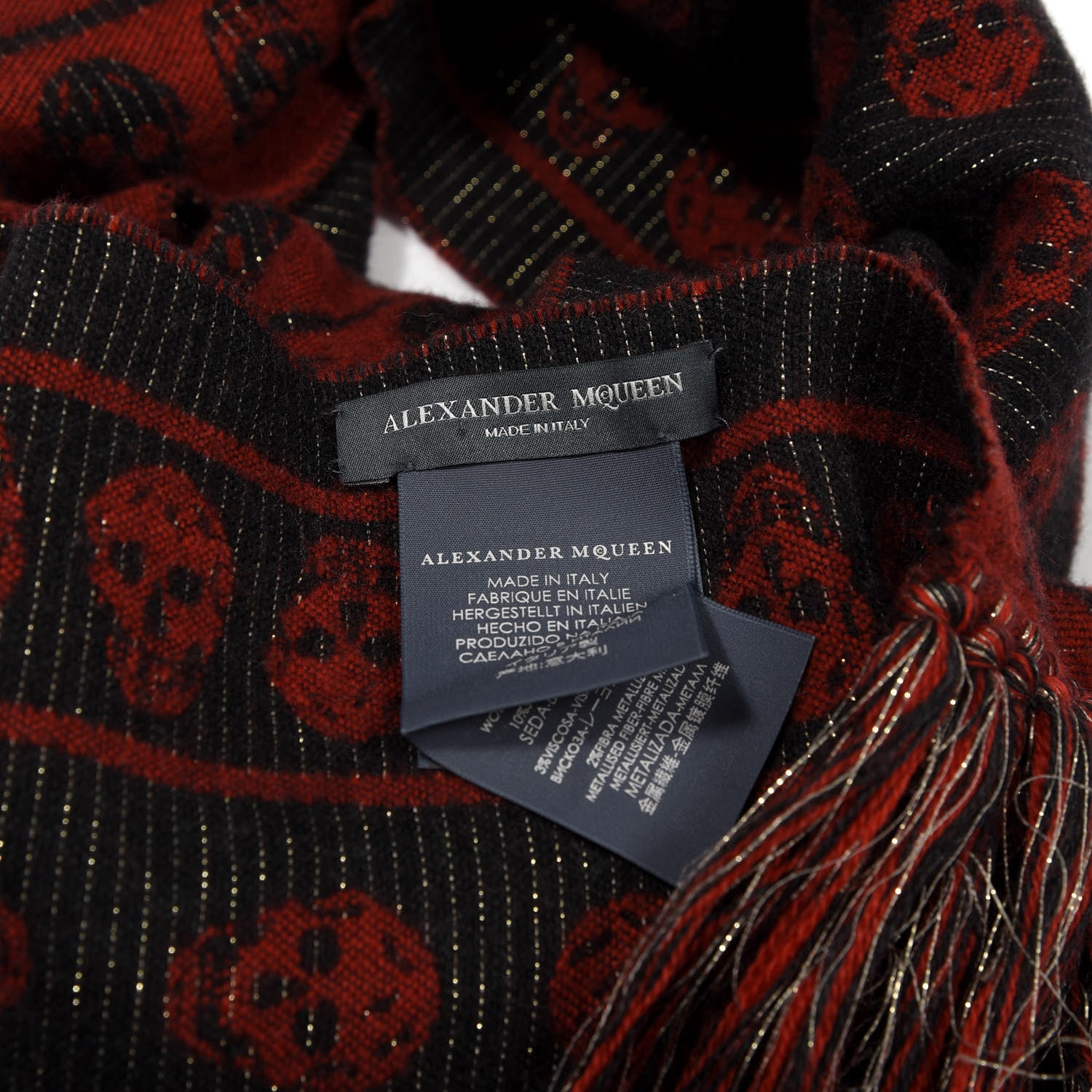 Alexander McQueen Wool Large Reversible Skull Scarf Black Bordeaux 3 of 3