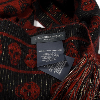 Alexander McQueen Wool Large Reversible Skull Scarf Black Bordeaux 3 of 3