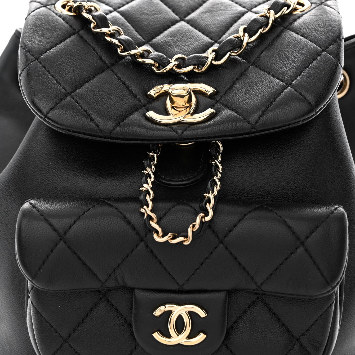 Chanel Lambskin Quilted Small Duma Drawstring Backpack Black 8 of 12