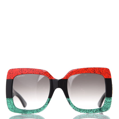 Gucci Square Frame GG0083S Sunglasses Glitter Red Black Green 4 of 7
