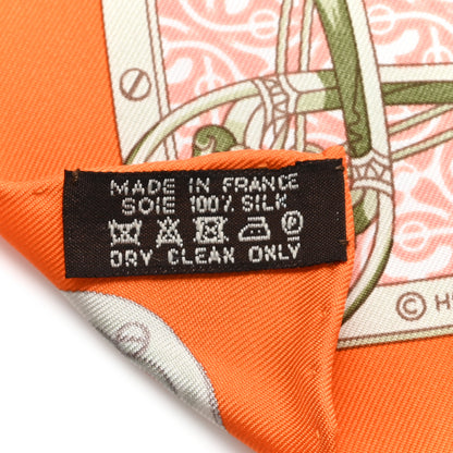 Hermes Cashmere Silk Mors Et Gourmettes Remix Scarf Orange Saumon Bleu Vif 3 of 3