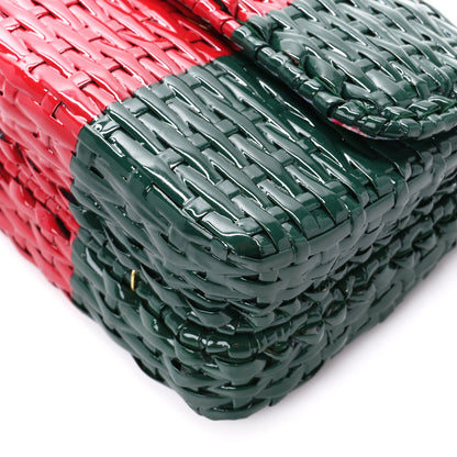 Gucci Glazed Wicker Stripe Small Cestino Shoulder Bag Green 11 of 11